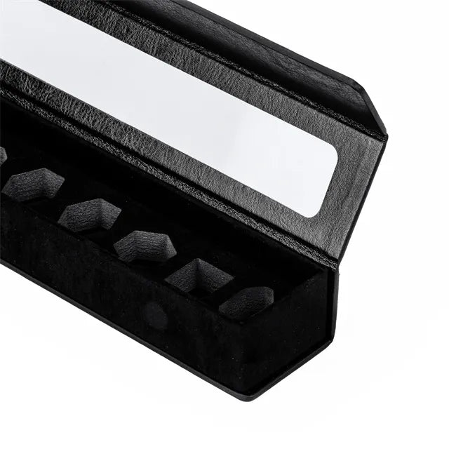 Leren dice box met doorzichtige bovenkant