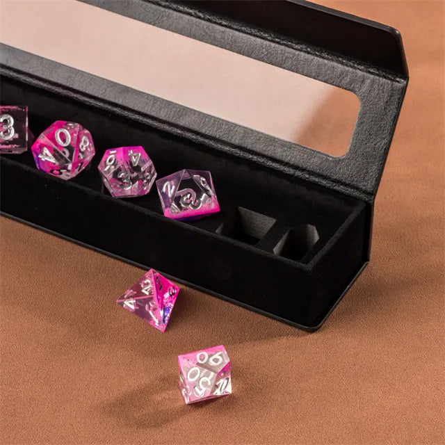Leren dice box met doorzichtige bovenkant