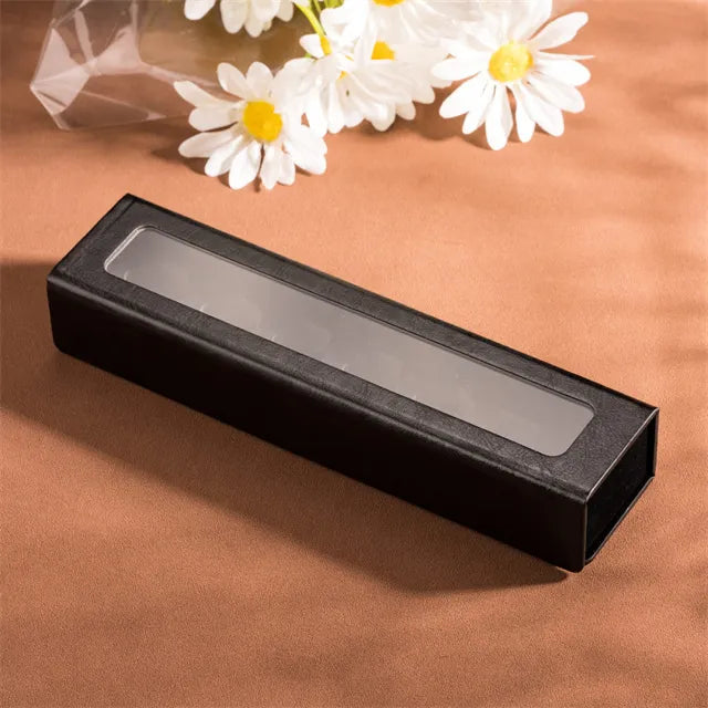 Leren dice box met doorzichtige bovenkant