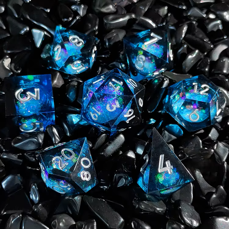 Liquid core Sharp edge dice deep blue