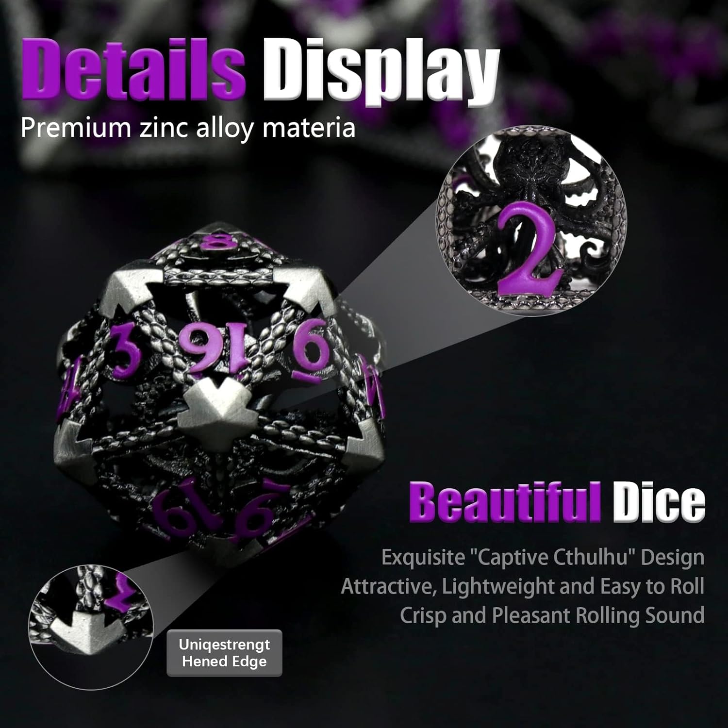 Hollow Octopus metal dice set